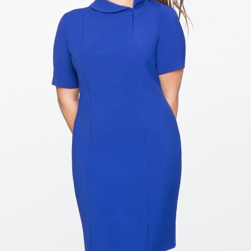 Eloquii Asymmetrical Collar Work Dress